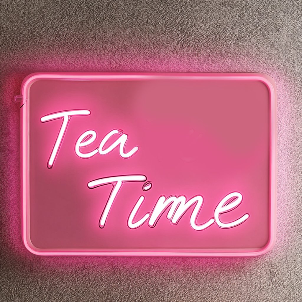 "Tea Time" - Pink Neon Sign, 24 Inches