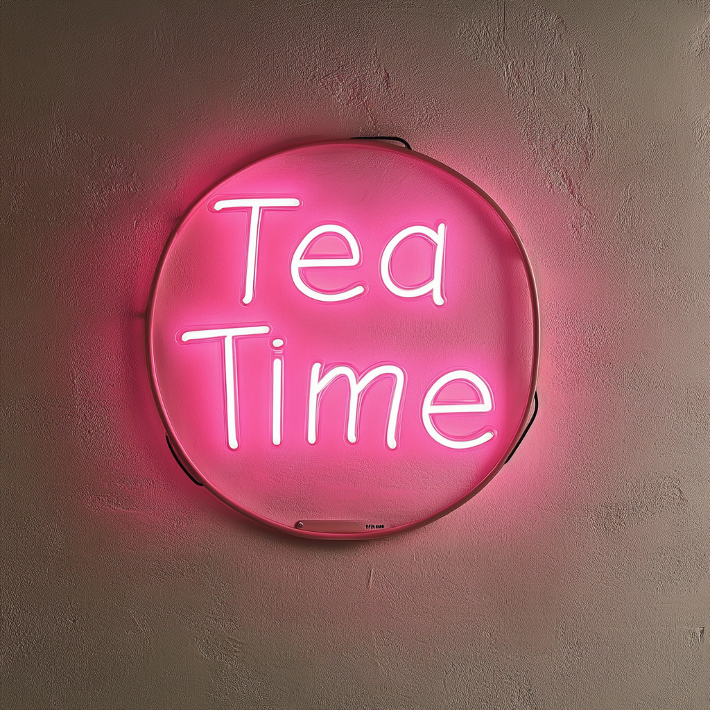 "Tea Time" - Pink Neon Sign, 24 Inches
