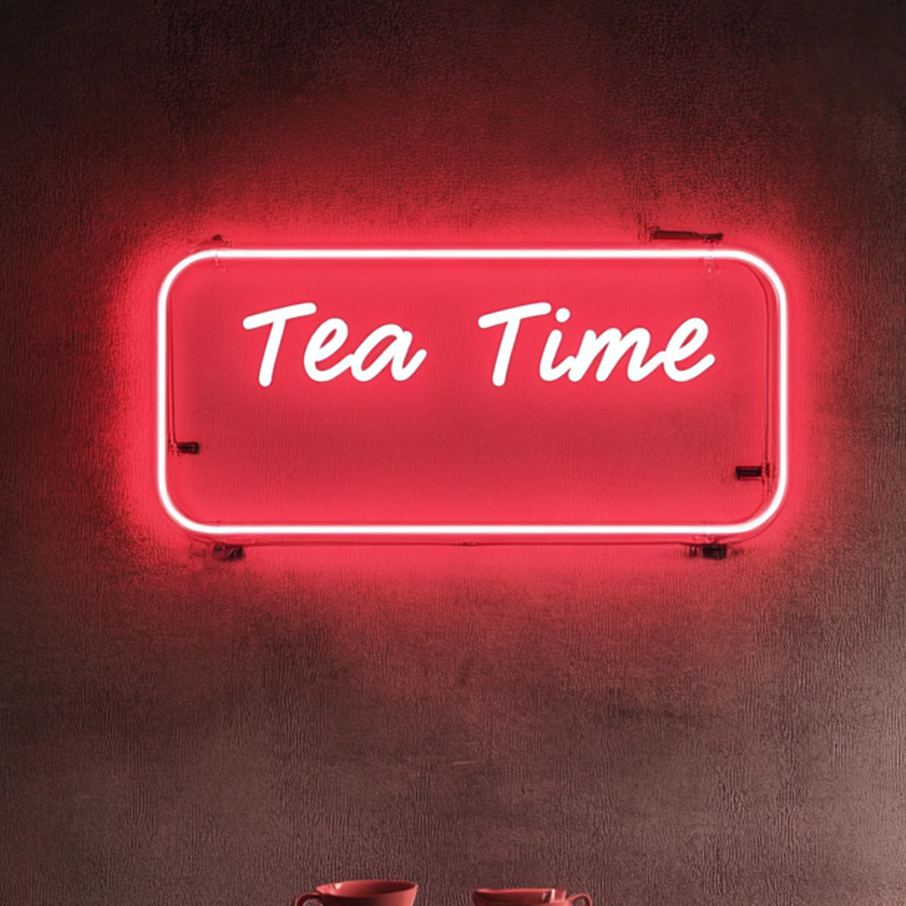 "Tea Time" - Red Neon Sign, 24 Inches