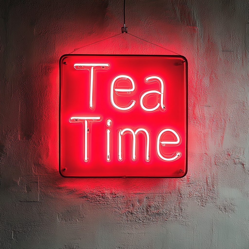 "Tea Time" - Red Neon Sign, 24 Inches