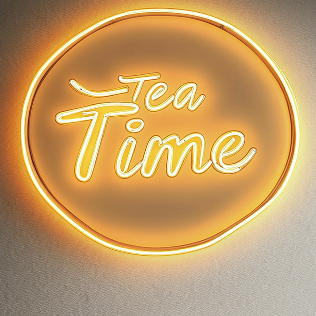 "Tea Time" - Yellow Neon Sign, 24 Inches