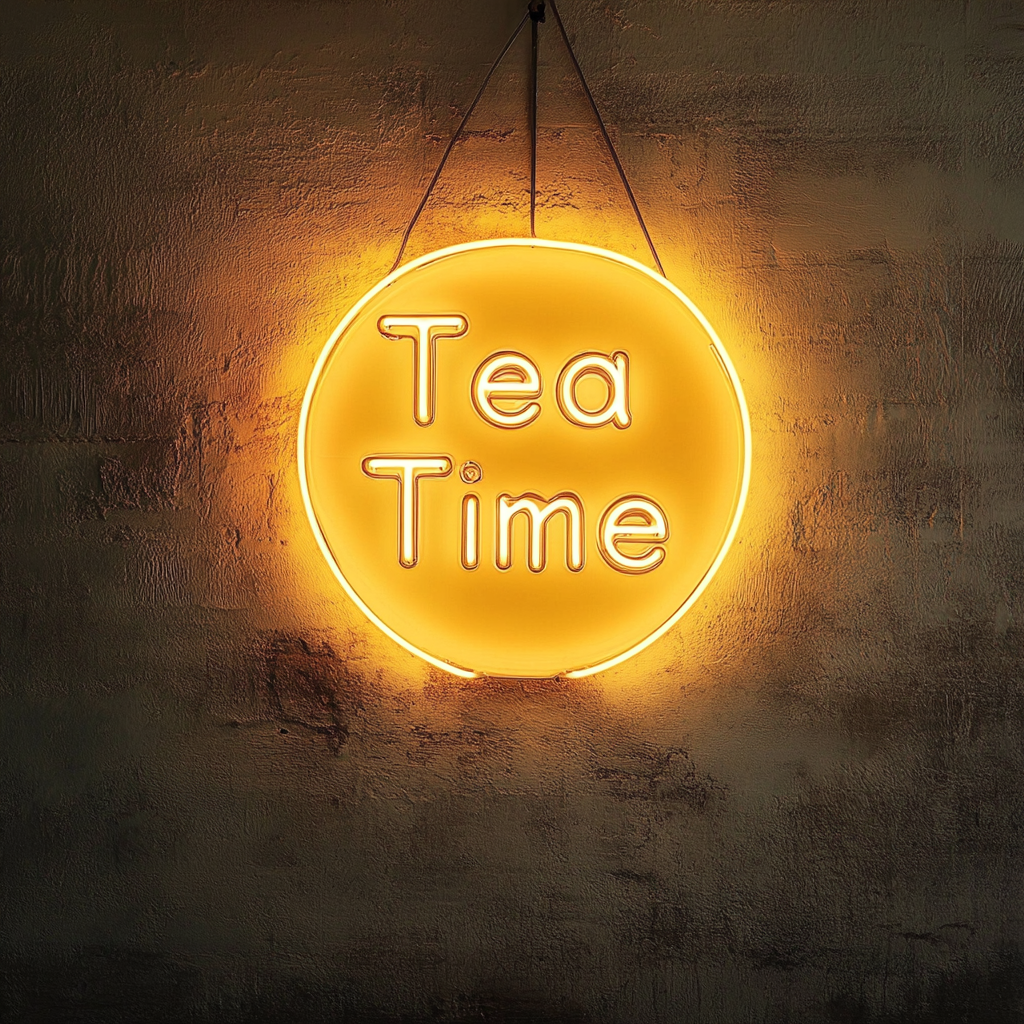 "Tea Time" - Yellow Neon Sign, 24 Inches