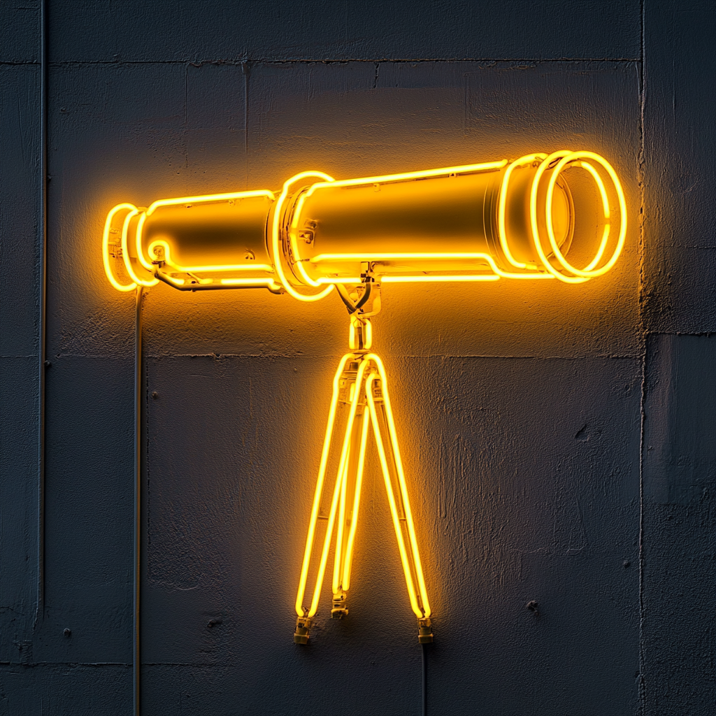Telescope - Yellow Neon Sign, 24 Inches