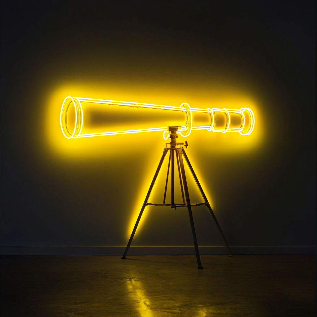 Telescope - Yellow Neon Sign, 24 Inches
