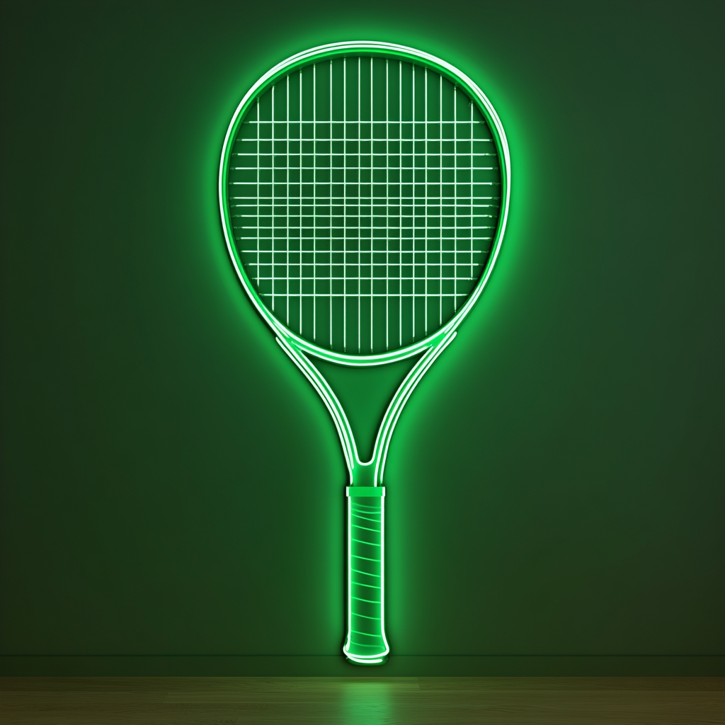 Tennis Racket - Green Neon Sign, 24 Inches