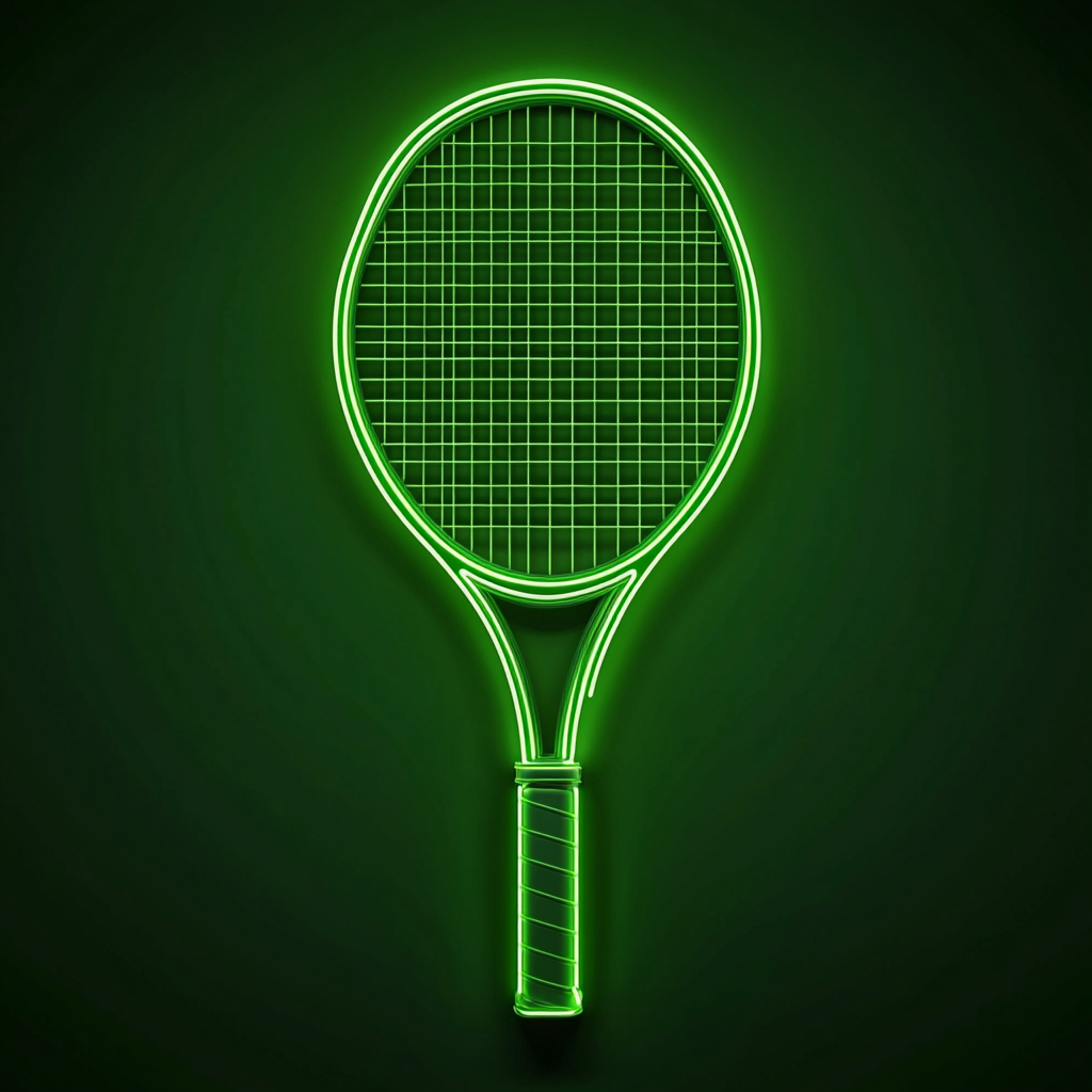 Tennis Racket - Green Neon Sign, 18 Inches