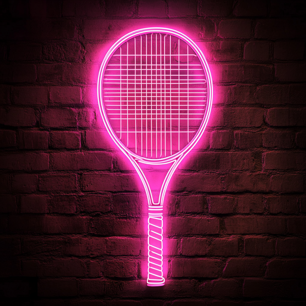 Tennis Racket - Pink Neon Sign, 24 Inches