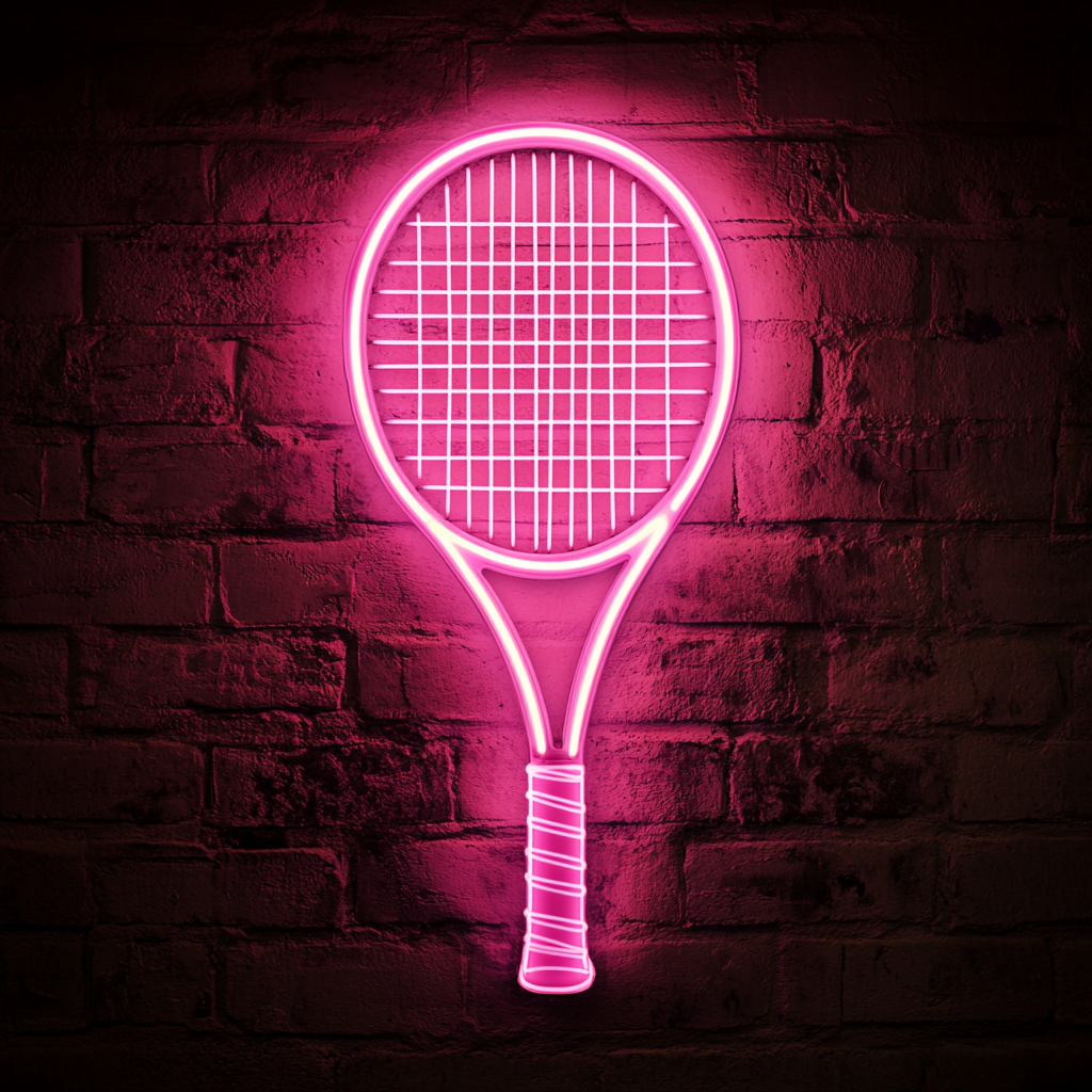 Tennis Racket - Pink Neon Sign, 18 Inches