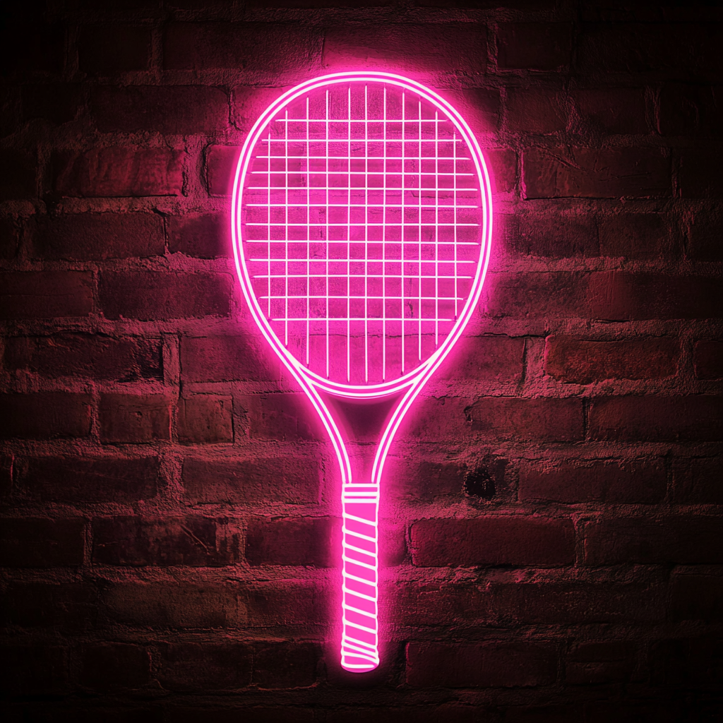 Tennis Racket - Pink Neon Sign, 18 Inches