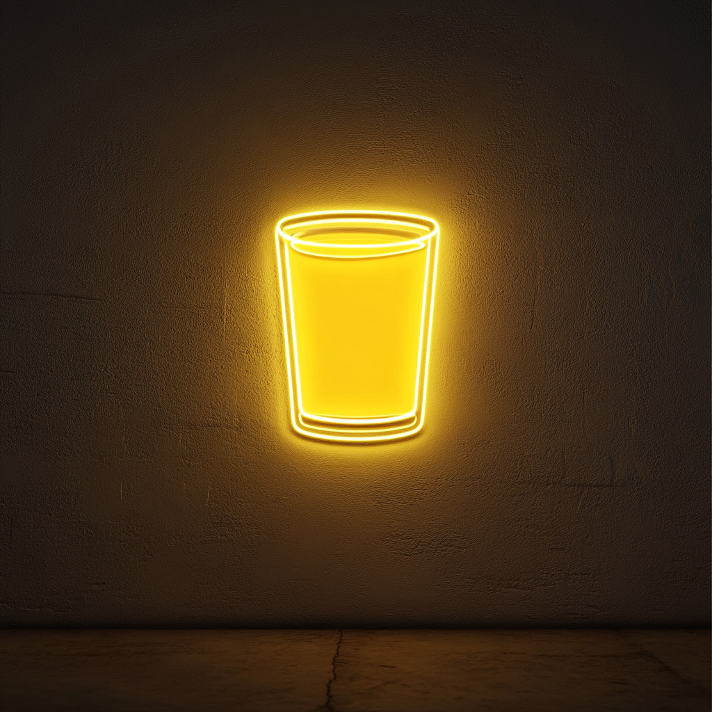Tequila Shot - Yellow Neon Sign, 18 Inches