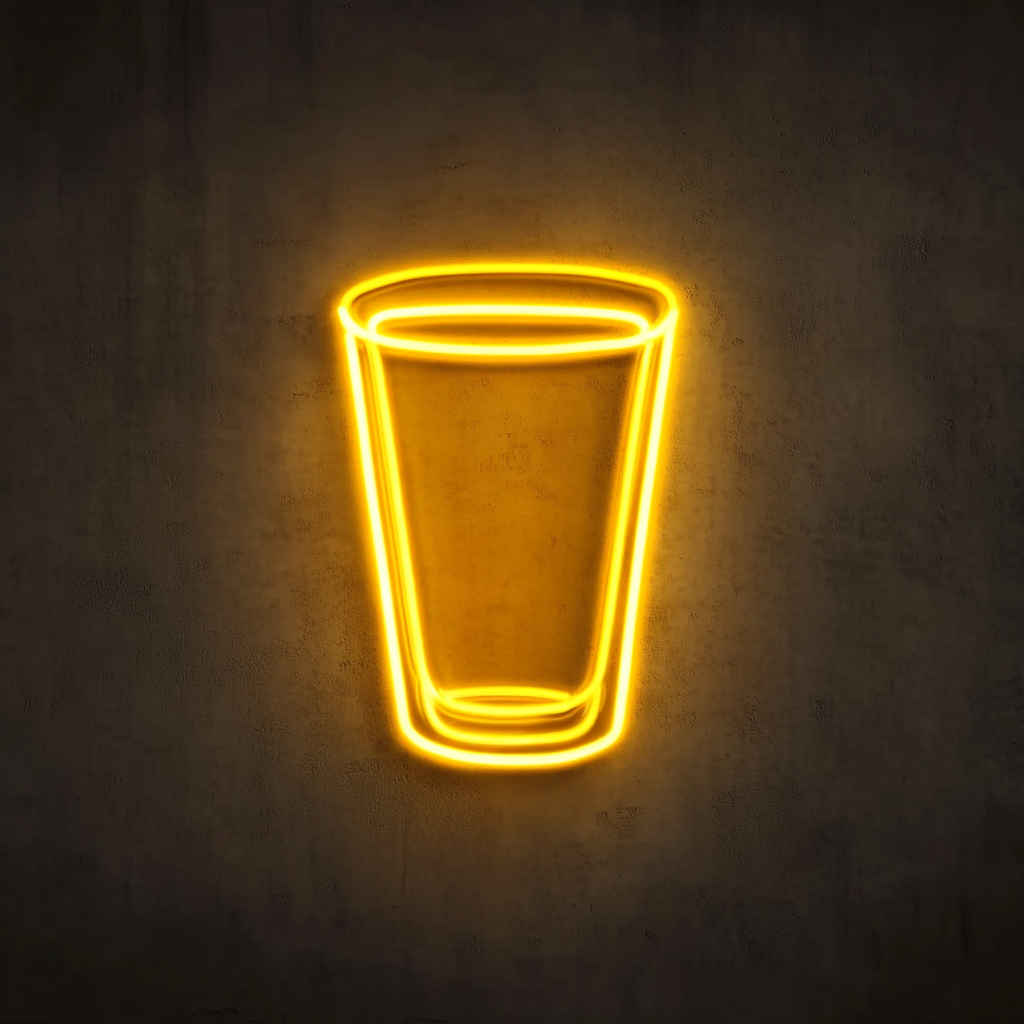 Tequila Shot - Yellow Neon Sign, 18 Inches