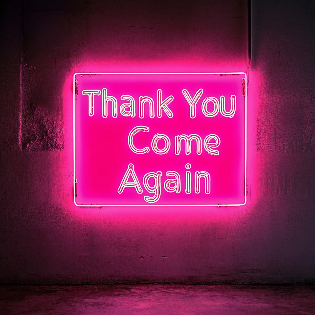 Thank You Come Again - Pink Neon Sign, 18 Inches