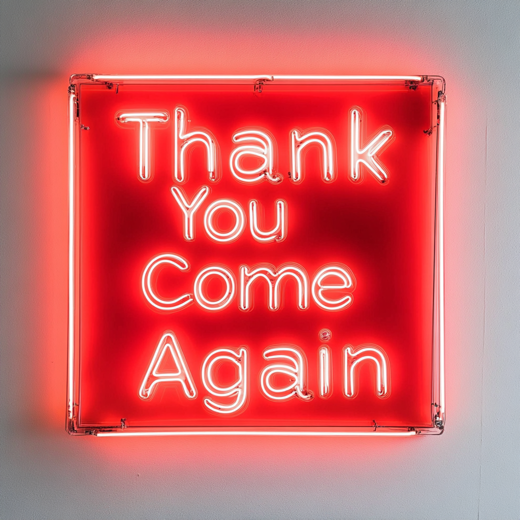 Thank You Come Again - Red Neon Sign, 18 Inches