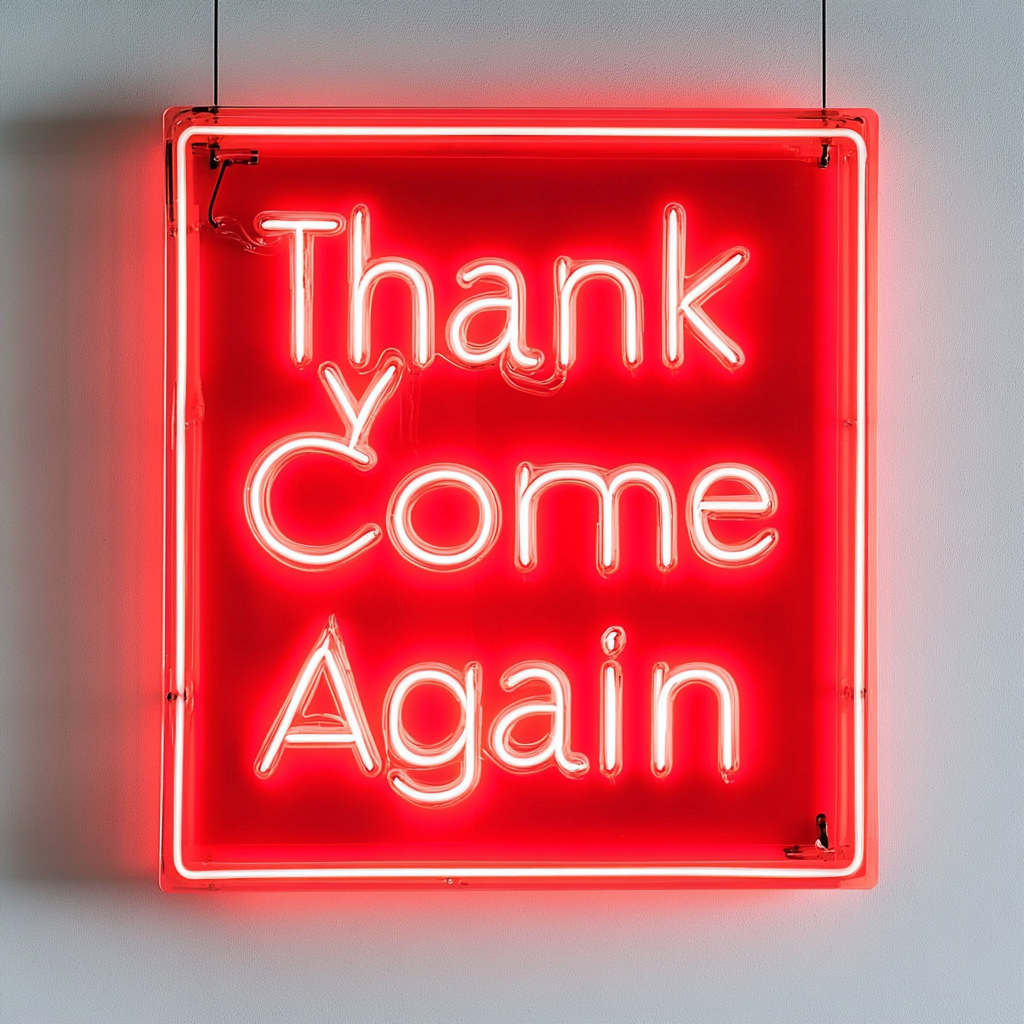 Thank You Come Again - Red Neon Sign, 24 Inches