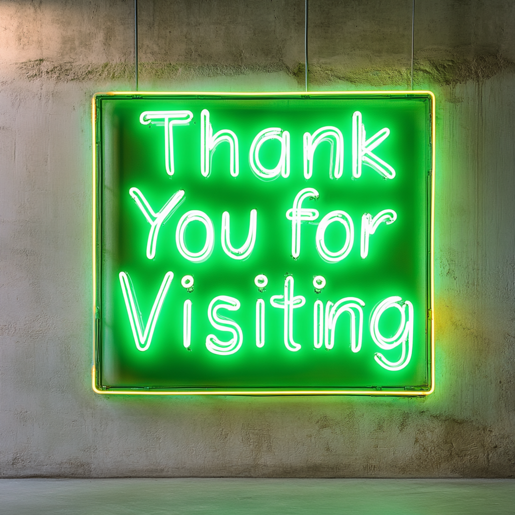 Thank You for Visiting - Green Neon Sign, 18 Inches