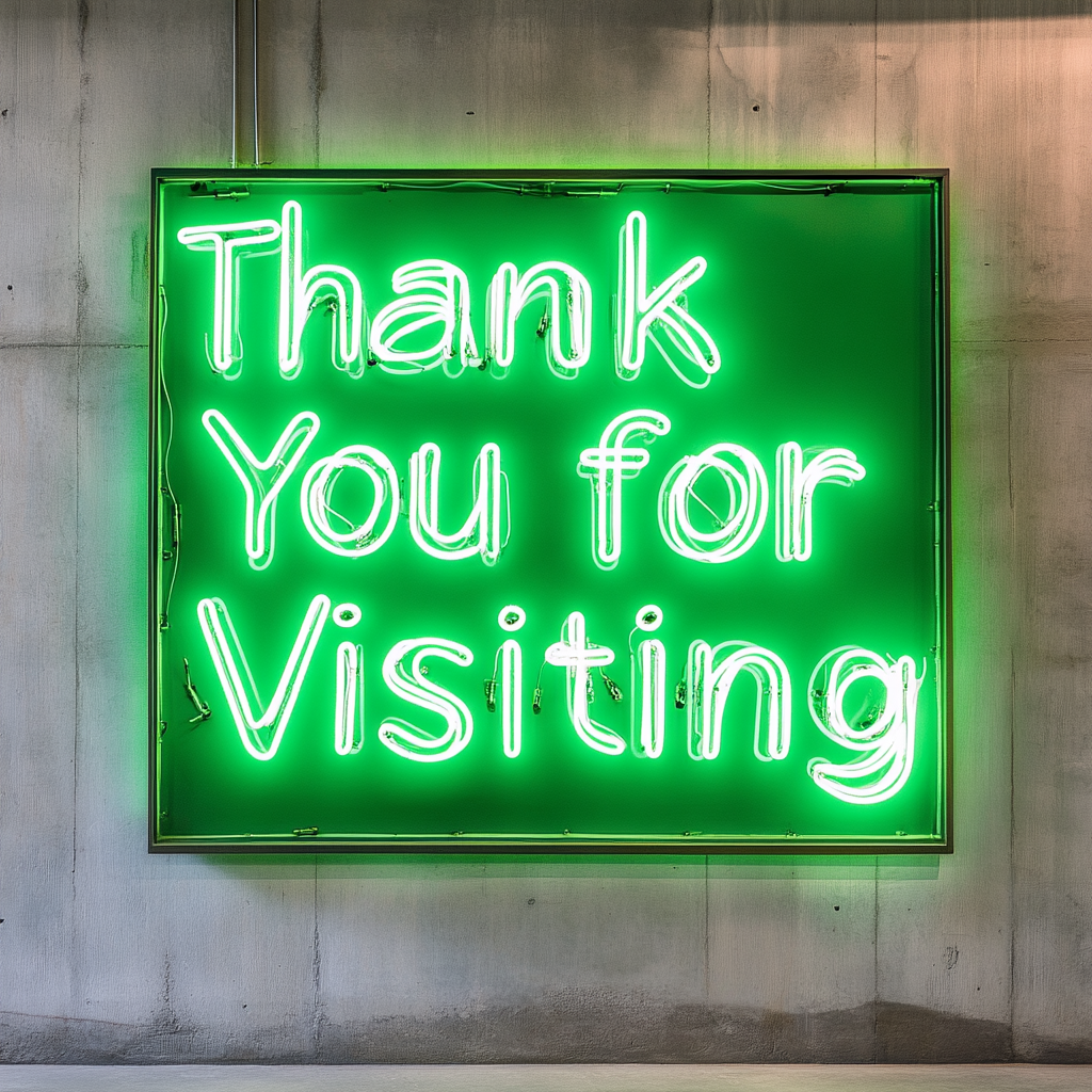 Thank You for Visiting - Green Neon Sign, 24 Inches