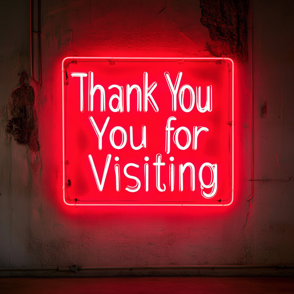 Thank You for Visiting - Red Neon Sign, 24 Inches