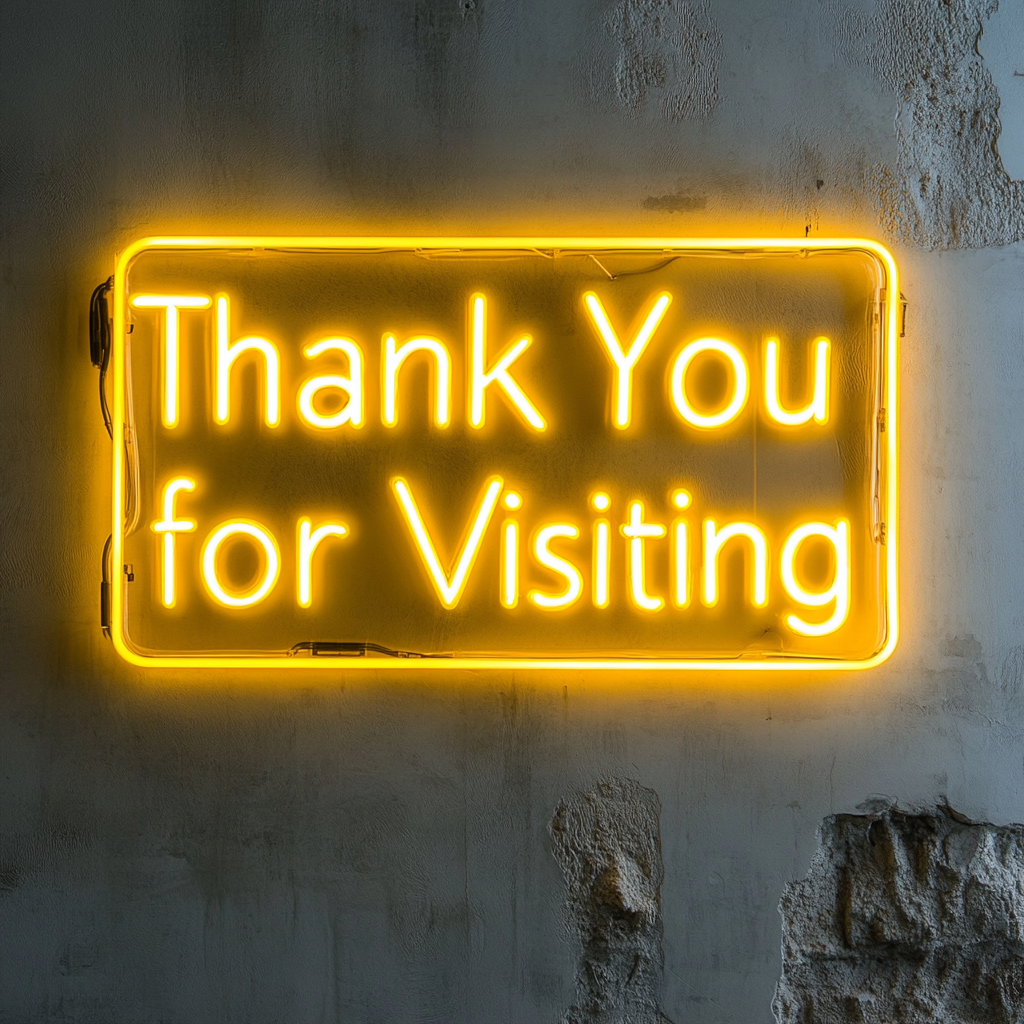Thank You for Visiting - Yellow Neon Sign, 18 Inches