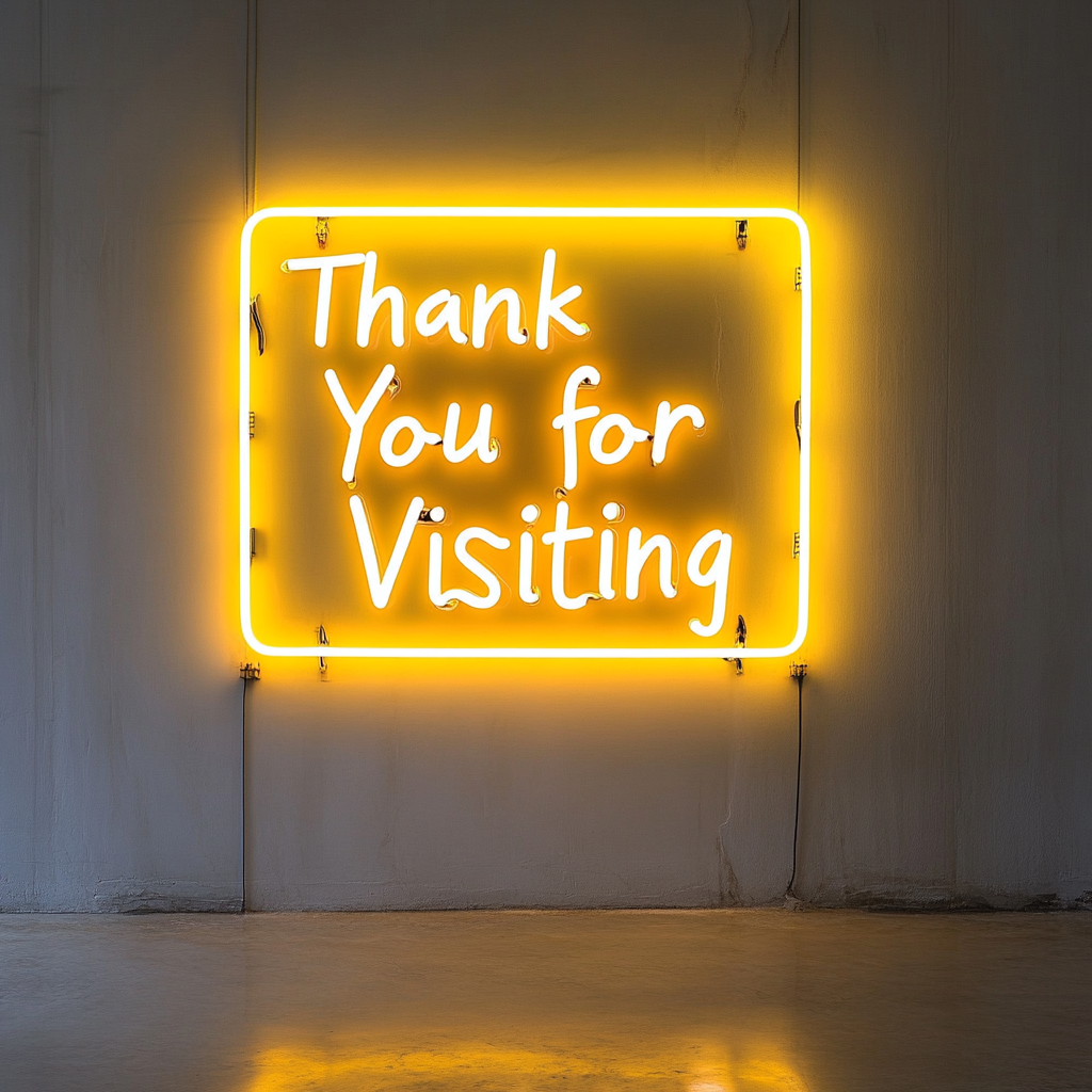 Thank You for Visiting - Yellow Neon Sign, 24 Inches