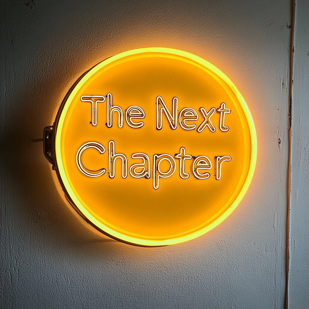 "The Next Chapter" - Yellow Neon Sign, 18 Inches