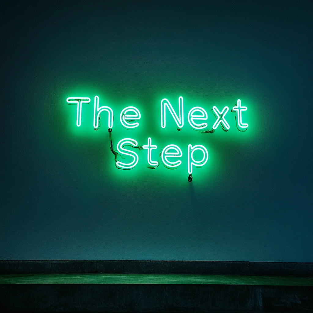 "The Next Step" - Green Neon Sign, 18 Inches