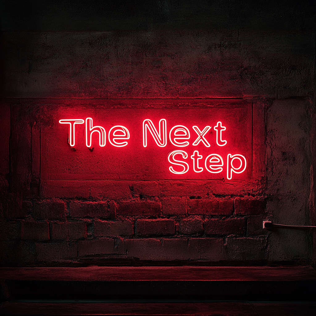 "The Next Step" - Red Neon Sign, 18 Inches