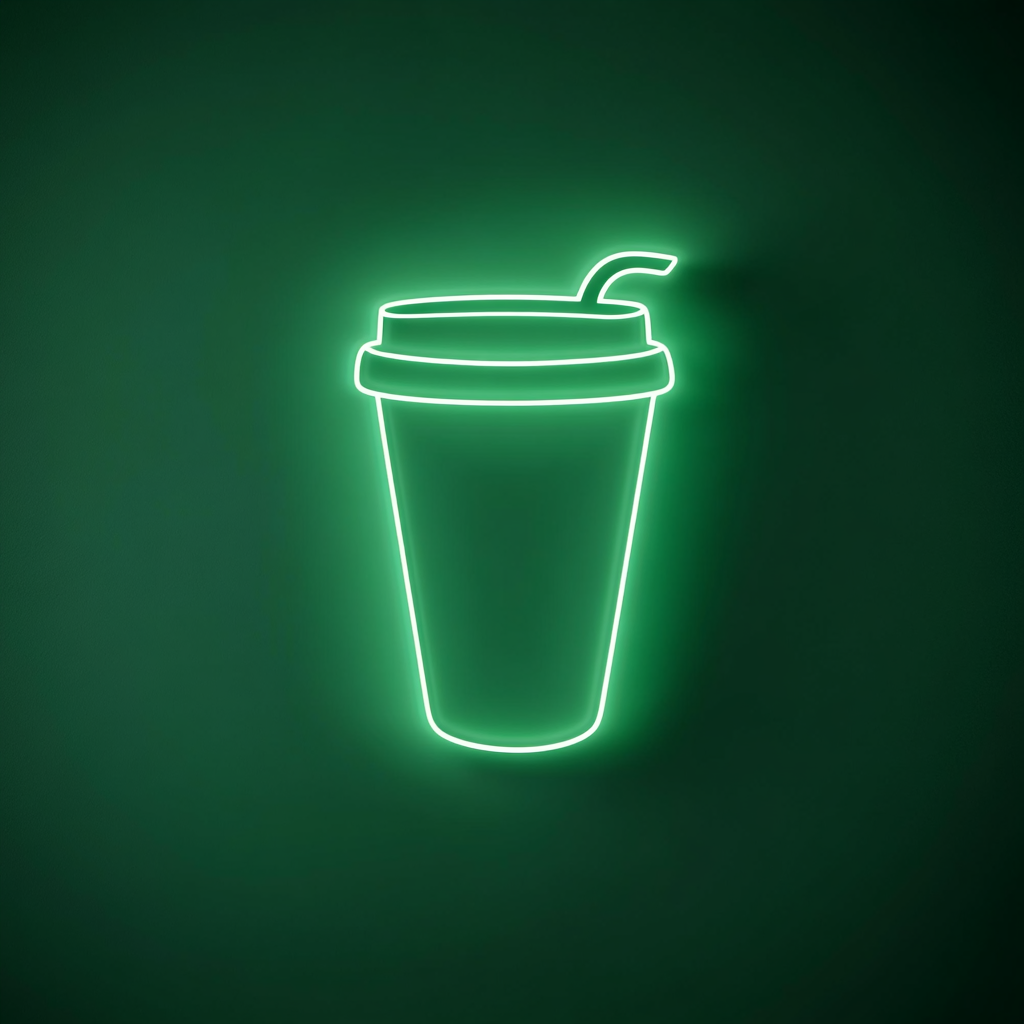 To-Go Coffee Cup - Green Neon Sign, 24 Inches