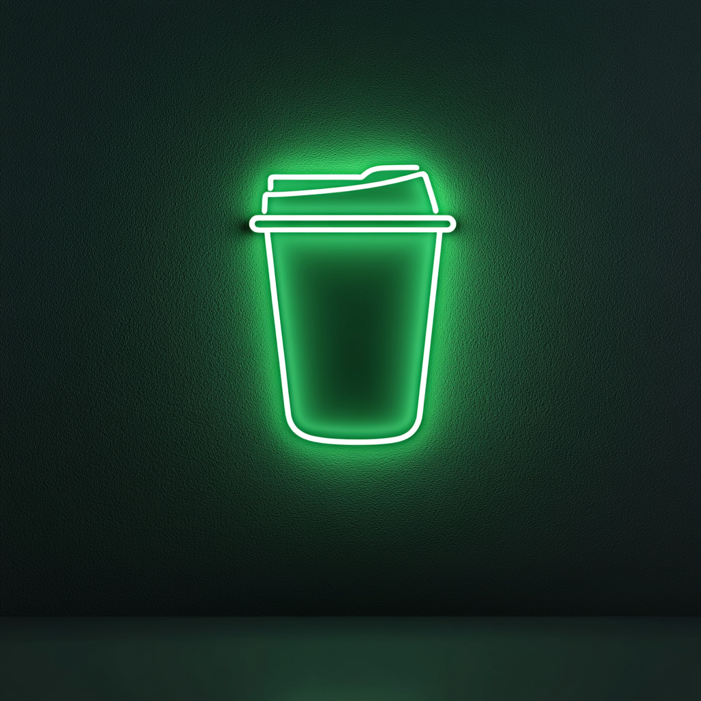 To-Go Coffee Cup - Green Neon Sign, 18 Inches