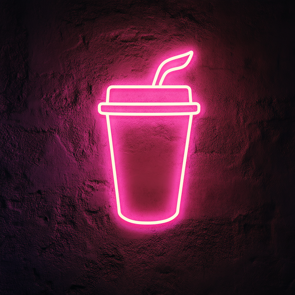 To-Go Coffee Cup - Pink Neon Sign, 18 Inches
