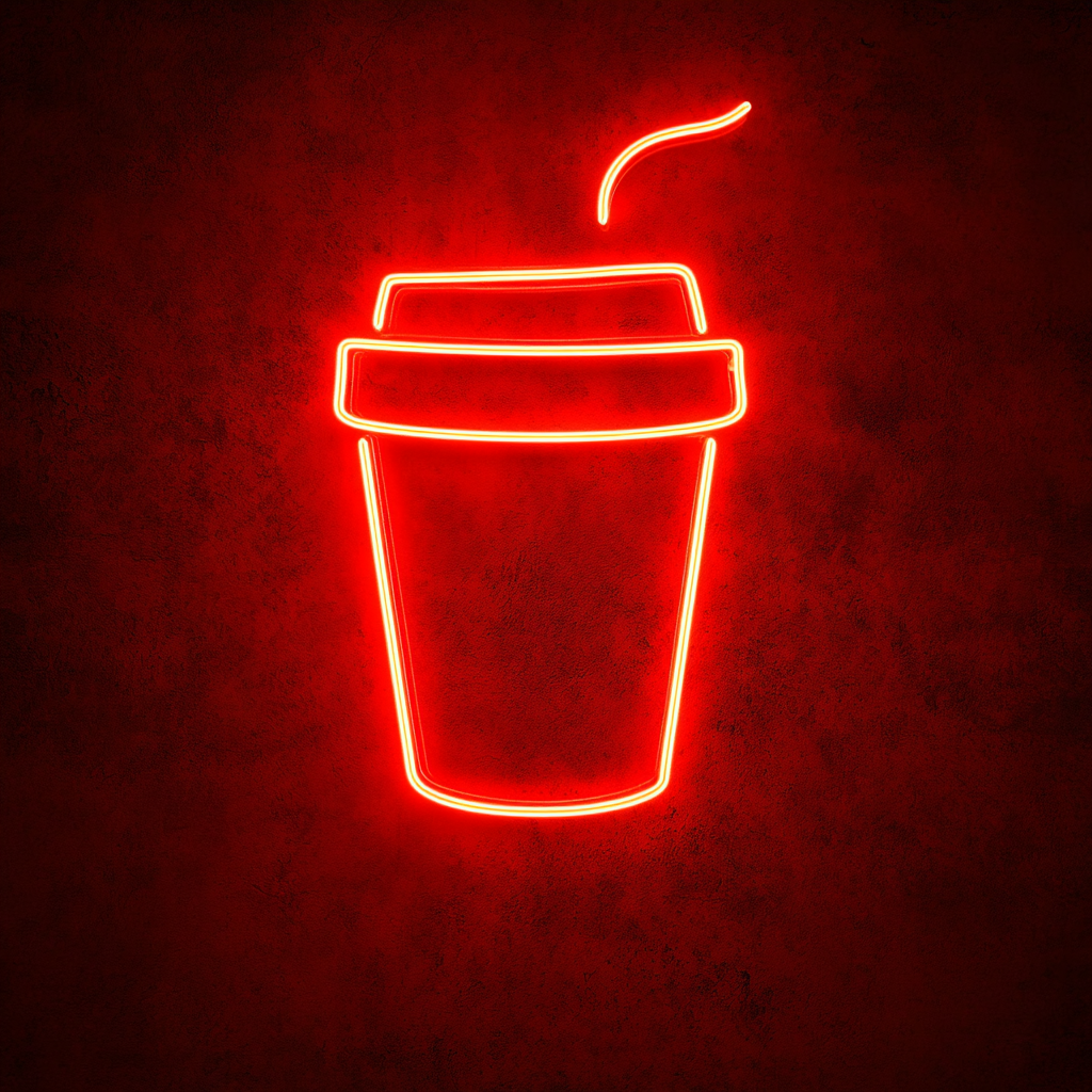 To-Go Coffee Cup - Red Neon Sign, 18 Inches