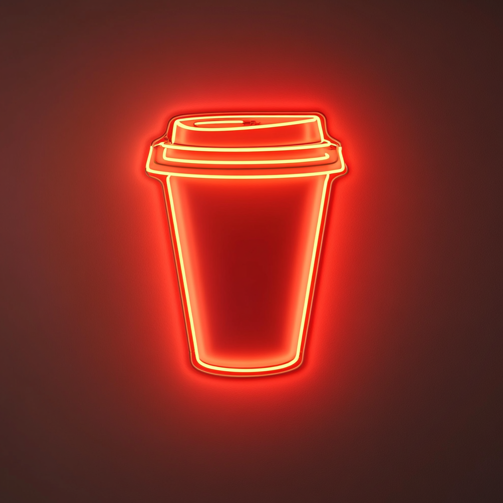 To-Go Coffee Cup - Red Neon Sign, 18 Inches