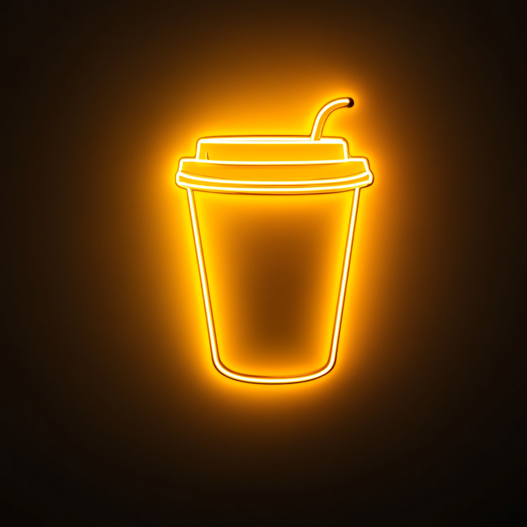 To-Go Coffee Cup - Yellow Neon Sign, 18 Inches