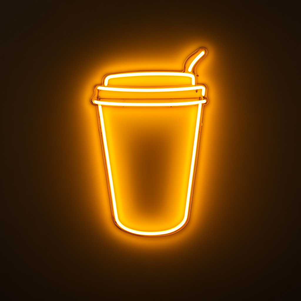 To-Go Coffee Cup - Yellow Neon Sign, 24 Inches