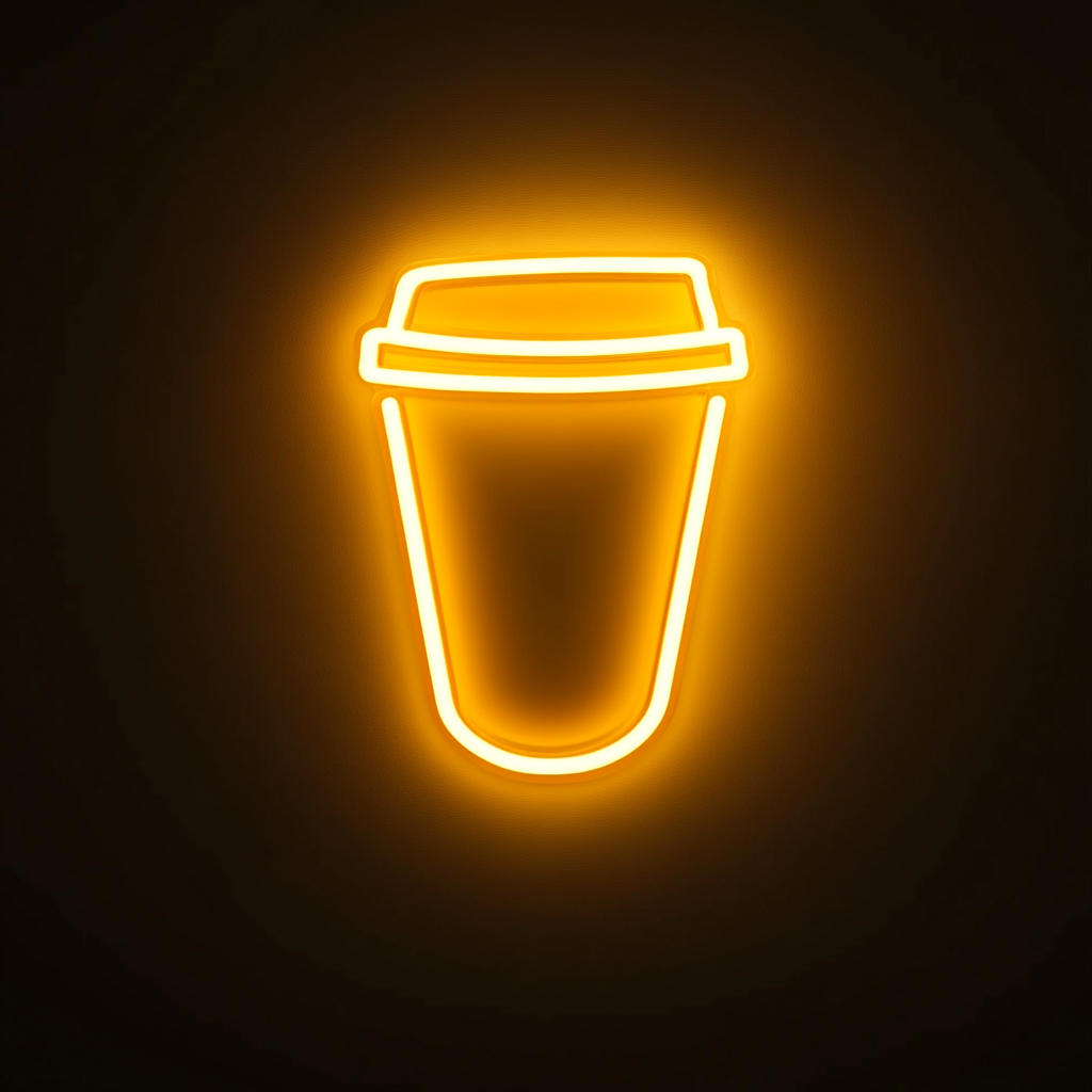 To-Go Coffee Cup - Yellow Neon Sign, 24 Inches