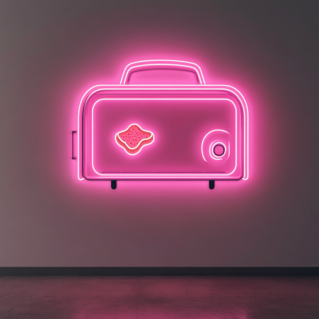 Toaster with Toast Popping - Pink Neon Sign, 24 Inches