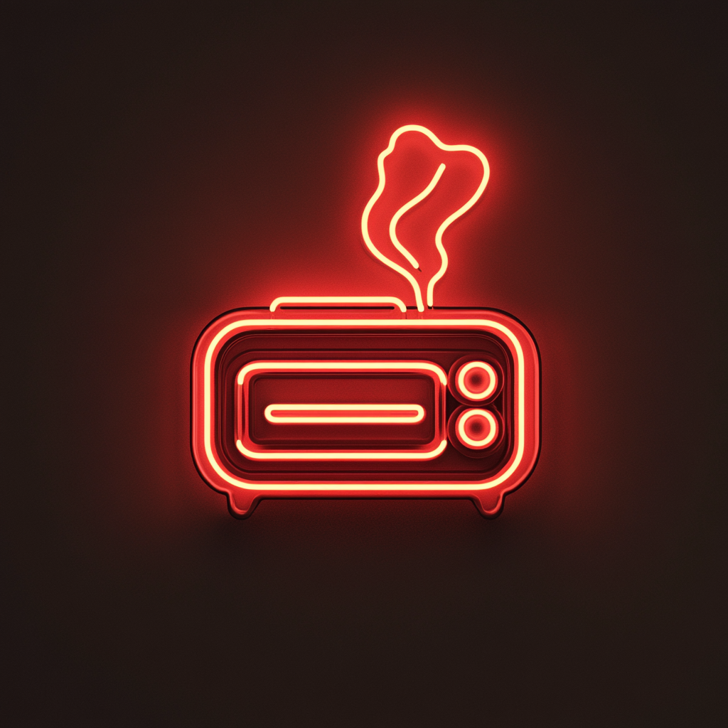 Toaster with Toast Popping - Red Neon Sign, 24 Inches