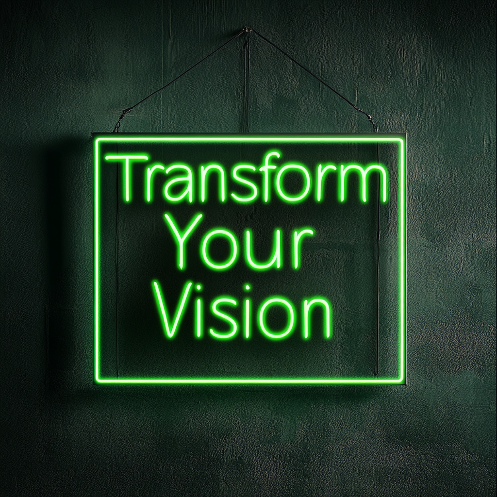 "Transform Your Vision" - Green Neon Sign, 24 Inches