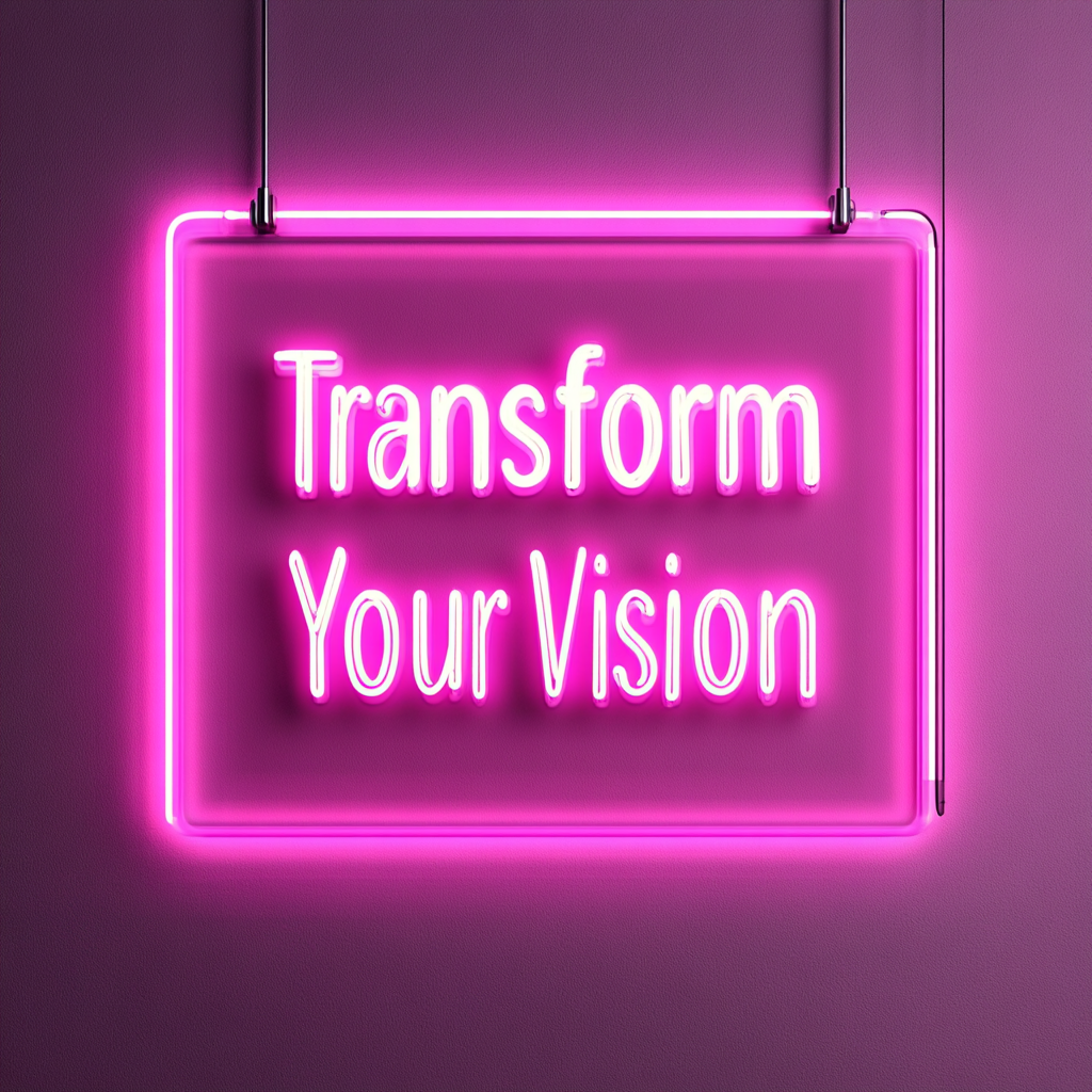 "Transform Your Vision" - Pink Neon Sign, 24 Inches