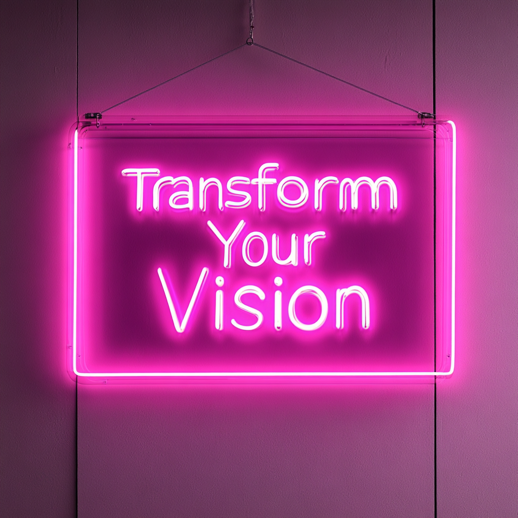 "Transform Your Vision" - Pink Neon Sign, 24 Inches