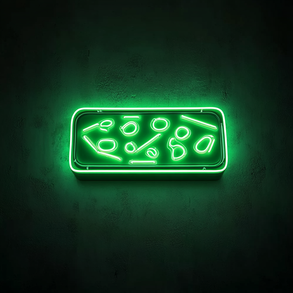 Tray of Cheese and Crackers - Green Neon Sign, 24 Inches