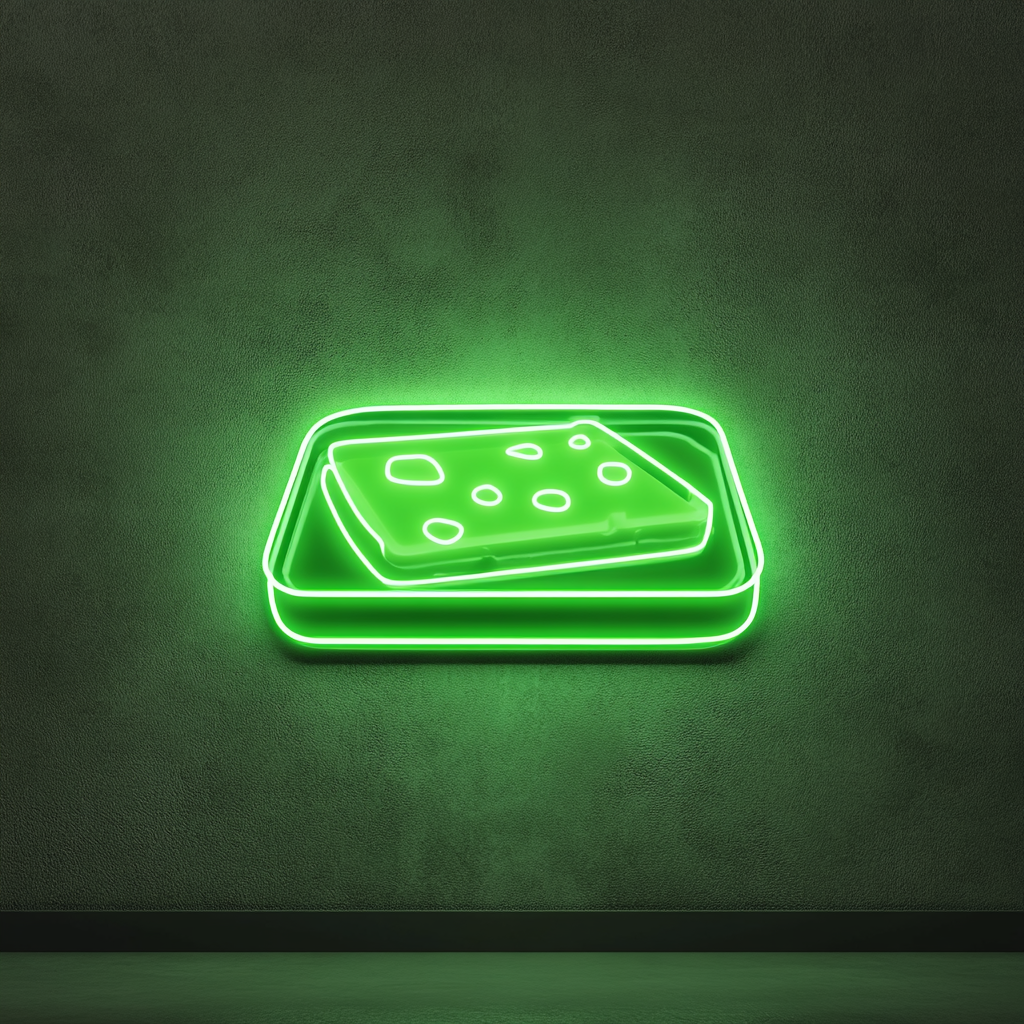 Tray of Cheese and Crackers - Green Neon Sign, 18 Inches