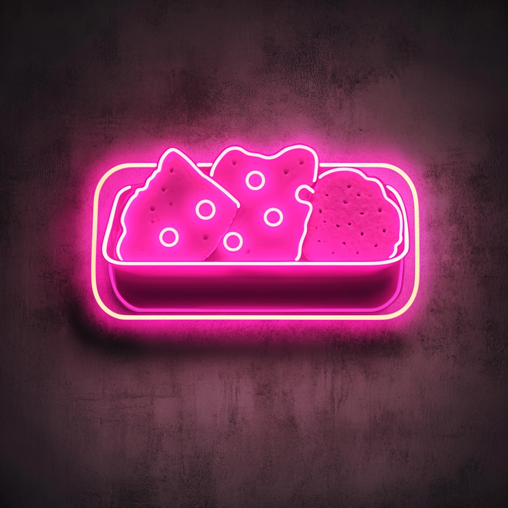 Tray of Cheese and Crackers - Pink Neon Sign, 24 Inches