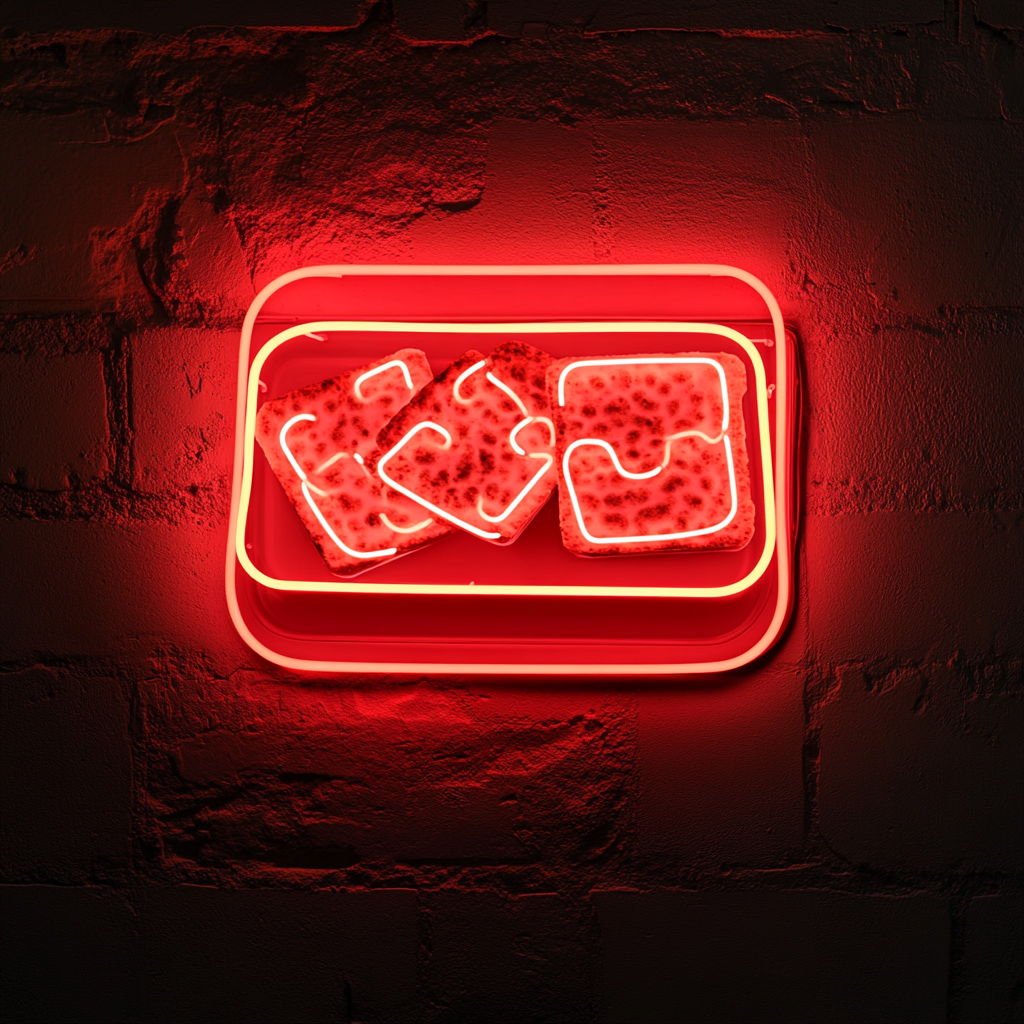 Tray of Cheese and Crackers - Red Neon Sign, 18 Inches