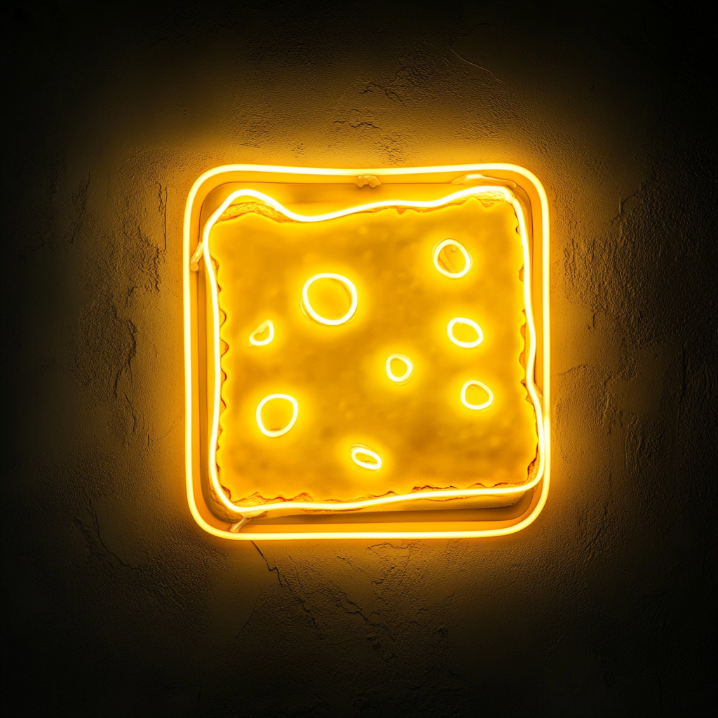 Tray of Cheese and Crackers - Yellow Neon Sign, 24 Inches
