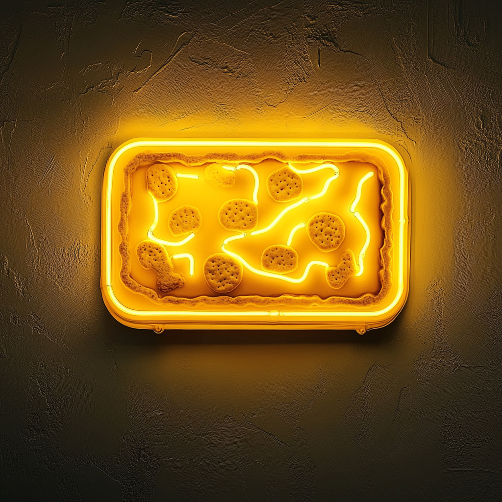 Tray of Cheese and Crackers - Yellow Neon Sign, 24 Inches