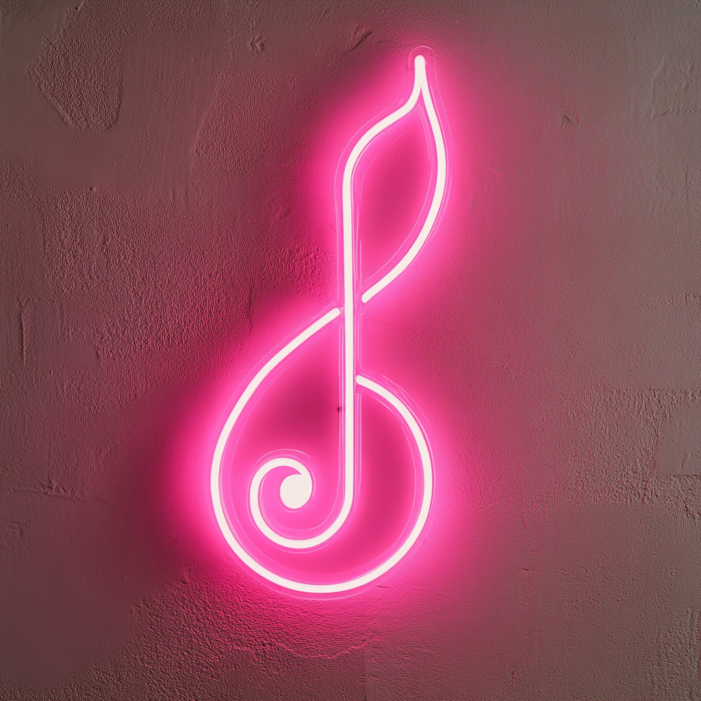 Treble Clef - Pink Neon Sign, 24 Inches