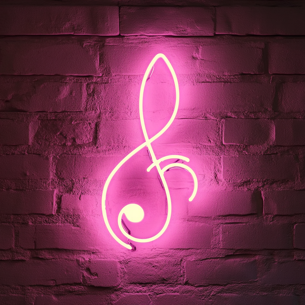 Treble Clef - Pink Neon Sign, 24 Inches