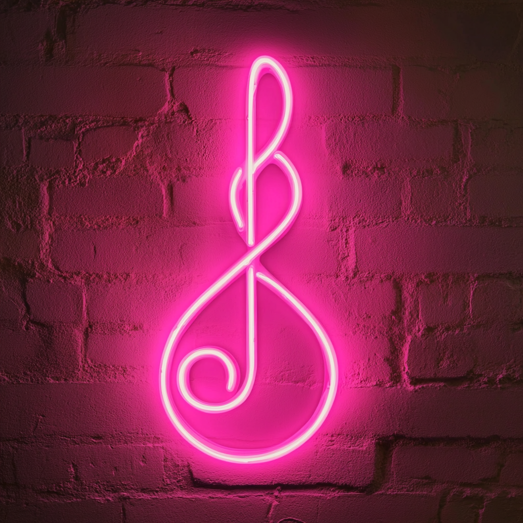 Treble Clef - Pink Neon Sign, 24 Inches