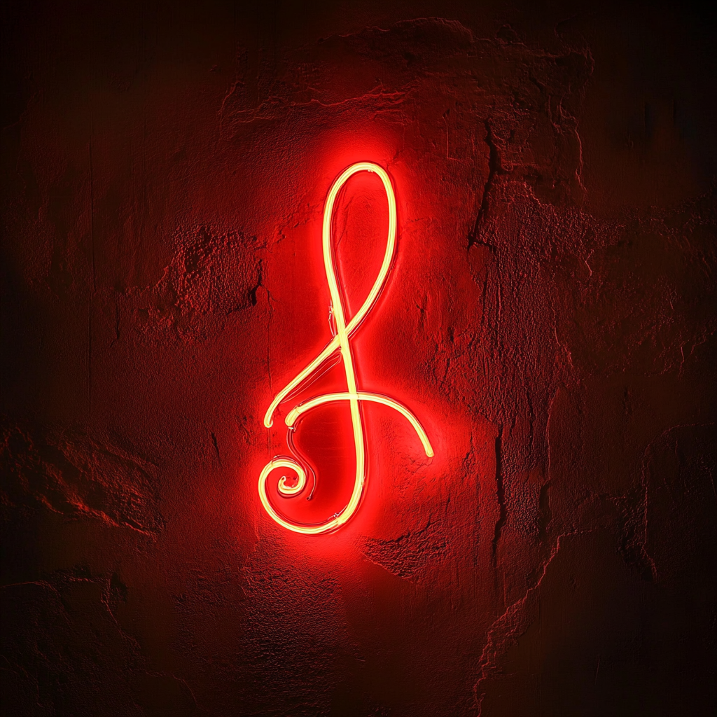 Treble Clef - Red Neon Sign, 24 Inches