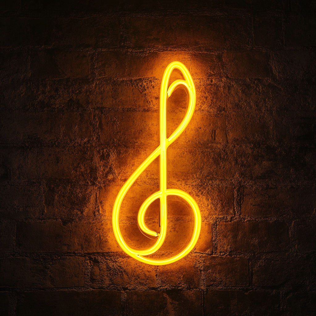 Treble Clef - Yellow Neon Sign, 18 Inches